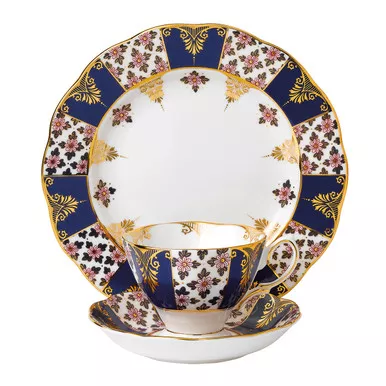 100 Years 1900 Regency Blue 3-Piece Teacup Set by Royal Albert