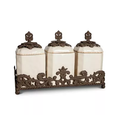 3-Piece Textured Ceramic Canister Set - GG Collection