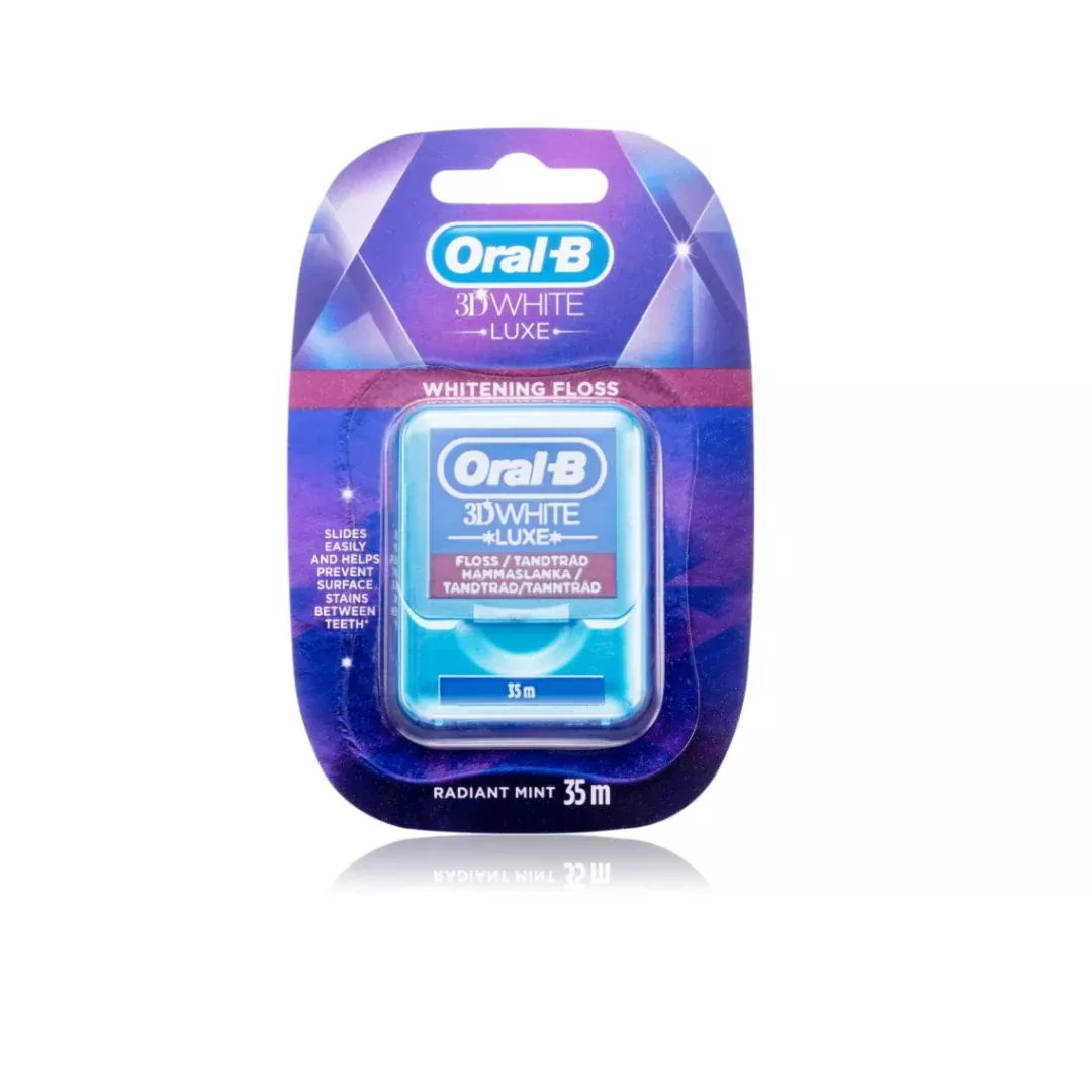 3D White Luxe Waxed Dental Floss with Whitening Effect Radiant Mint 35 M