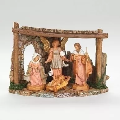 5" Scale 4-Figure Nativity Set with Corner Stable - Fontanini