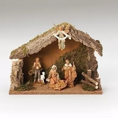 5" Scale 5-Figure Nativity Set with Italian Stable - Fontanini