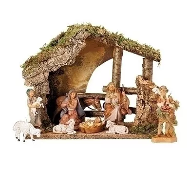 5" Scale 9-Figure Nativity Set with Italian Stable - Fontanini