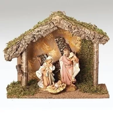 7.5" Scale 3-Figure Nativity Set with Italian Stable - Fontanini