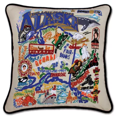 Alaska Hand-Embroidered Pillow by Catstudio
