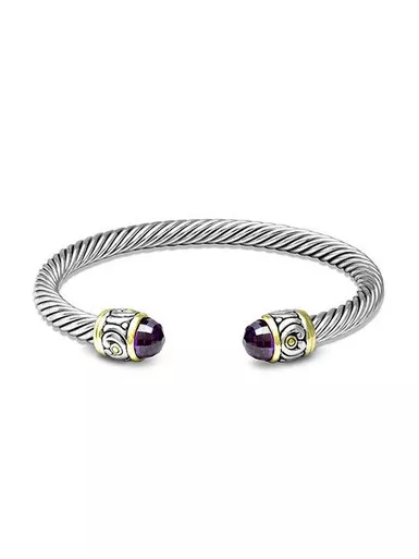 Amethyst Large Nouveau Wire Cuff by John Medeiros