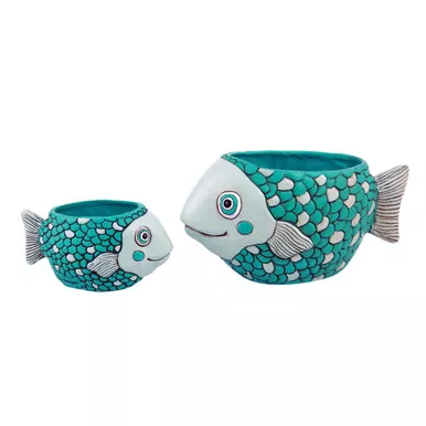Baby Teal Fish Planter by Allen Designs