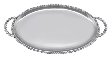 Beaded Oval Handled Tray by Mariposa