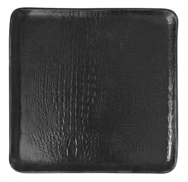 Black Crocodile Ceramic Large Square Platter by Mariposa