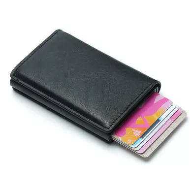 Black Leather Rfid Wallet by Mad Man