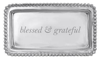 "Blessed & Grateful" Beaded Tray by Mariposa