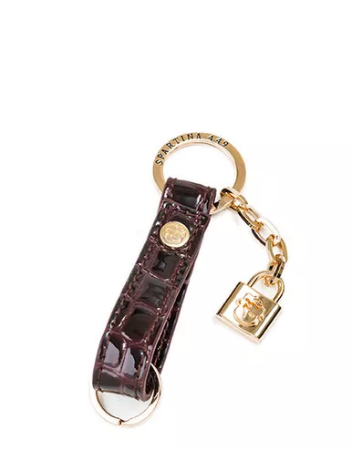 Bordeaux Croc Padlock Keychain by Spartina 449