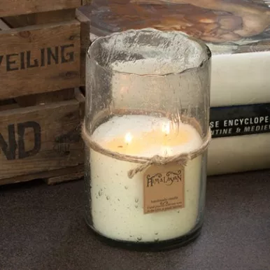 Bourbon Vanilla 32 oz Clear Hurricane Candle by Himalayan Candles