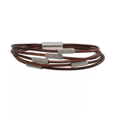 Brown Large Arpeggio Leather Bracelet by High Strung Studios