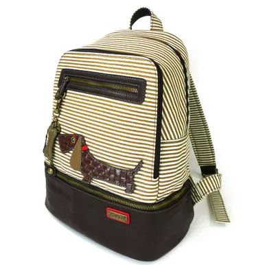 Brown Weiner Dog Stripe Backpack
