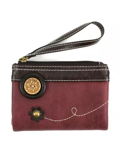 Burgundy Double Zip Wallet by Chala