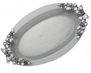 Butterfly Glass Platter by Arthur Court