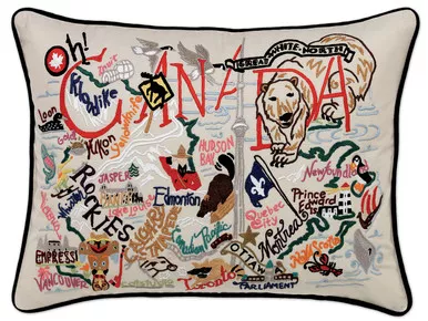 Canada Hand-Embroidered Pillow by Catstudio