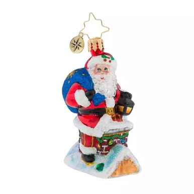Chimney Climber Santa Little Gem Ornament by Christopher Radko