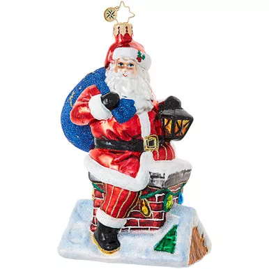 Chimney Climber Santa Ornament by Christopher Radko