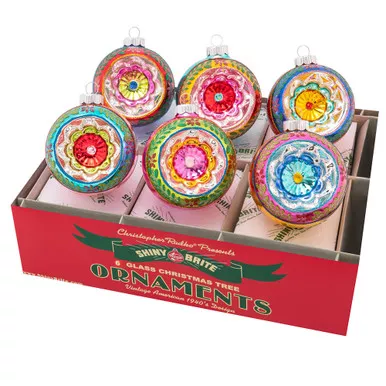 Christmas Confetti 6 Count 3.25" Decorated Reflector Rounds by Christopher Radko