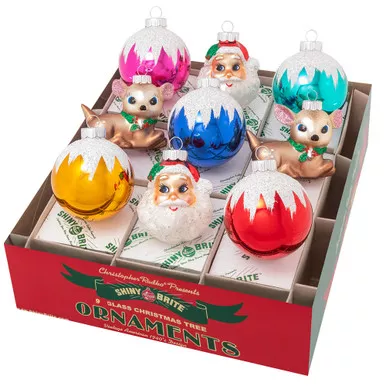 Christmas Confetti 9 Count 2.5" Rounds & Santas & Deer by Christopher Radko