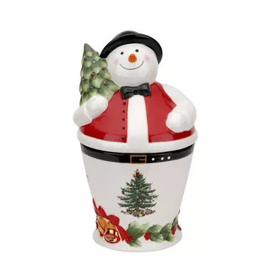 Christmas Tree Figural Mr. Snowman Cookie Jar by Spode