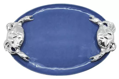 Cobalt Crab Handled Serving Tray by Mariposa