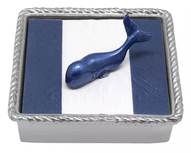 Cobalt Whale Rope Napkin Box by Mariposa