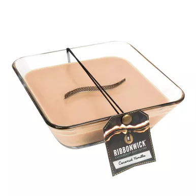 Coconut Vanilla Medium Decor Glass RibbonWick Candle