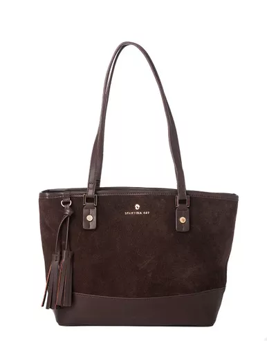 Coffee Suede Tassel Tote by Spartina 449