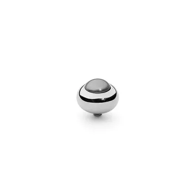 Dark Grey Pearl 10mm Silver Interchangeable Top by Qudo Jewelry