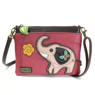 Dark Pink Elephant Mini Crossbody Purse