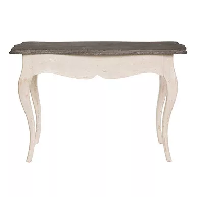 Distressed White Blue Stone Top Levi Accent Table by Aidan Gray