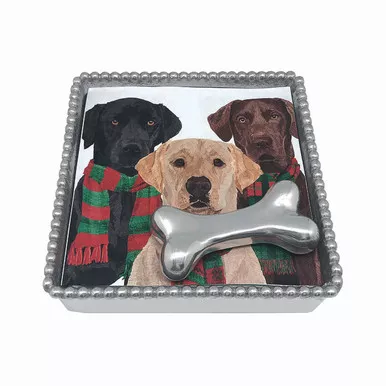 Dog Bone Beaded Napkin Box by Mariposa - Special Order