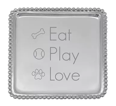 "Eat Play Love" Beaded Cocktail Napkin Tray by Mariposa