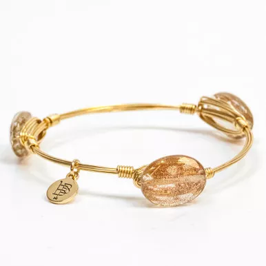 Extra Small Champagne Oval Agate Large 8" Bangle by Bourbon and Boweties