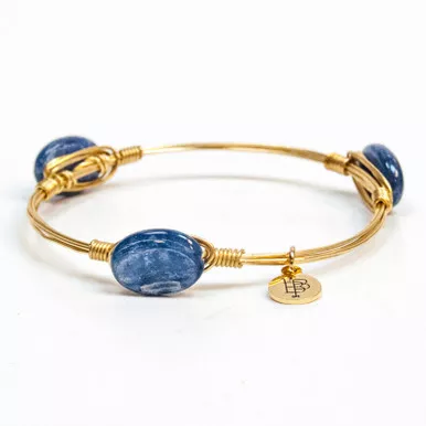 Extra Small Denim Blue Oval Marbled Standard 7.5" Bangle by Bourbon and Boweties