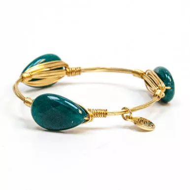 Extra Small Teal Teardrop Agate Standard 7.5" Bangle by Bourbon and Boweties