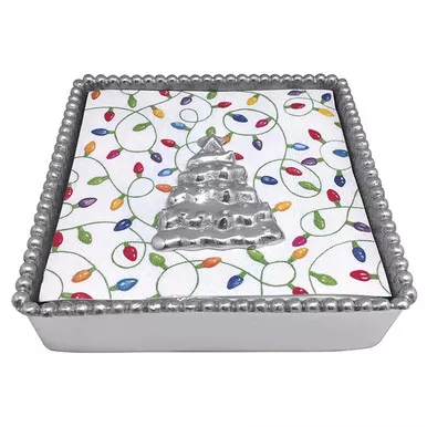 Flat Tree Beaded Napkin Box by Mariposa