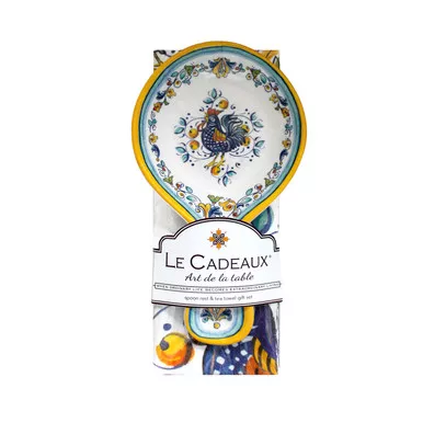 Florence Spoon Rest with Matching Tea Towel Gift Set by Le Cadeaux