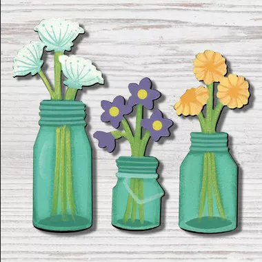Flowers in Canning Jar Magnet- Roeda