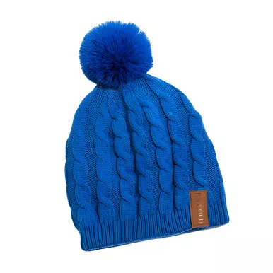 FN COLD Faux Leather Patch Message Knit Beanie by Howard's Inc.