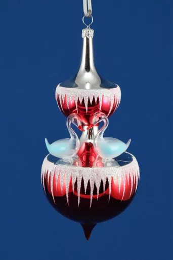 Fountain with Swans Red Ornament by Soffieria De Carlini