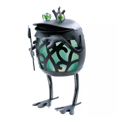 Garden Meadow 14"H Solar Metal Frog