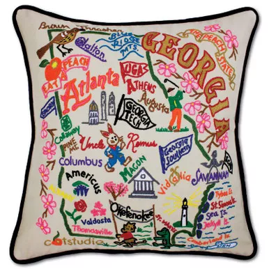 Georgia XL Hand-Embroidered Pillow by Catstudio