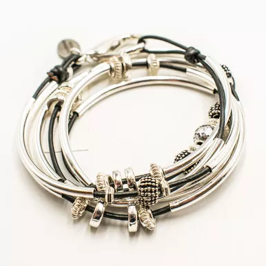 Ginger Double Metallic Gunmetal Medium Bracelet by Lizzy James