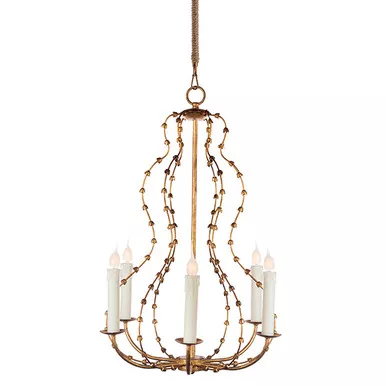 Gold Falling Leaves Curves Chandelier by Aidan Gray