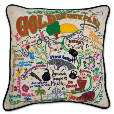 Golden Gate Park Hand-Embroidered Pillow by Catstudio