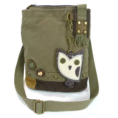 Hoohoo Owl Patch Crossbody Bag - Dark Olive