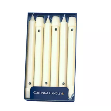 Ivory 10" Unscented Classic Taper 12-Pack Colonial Candle